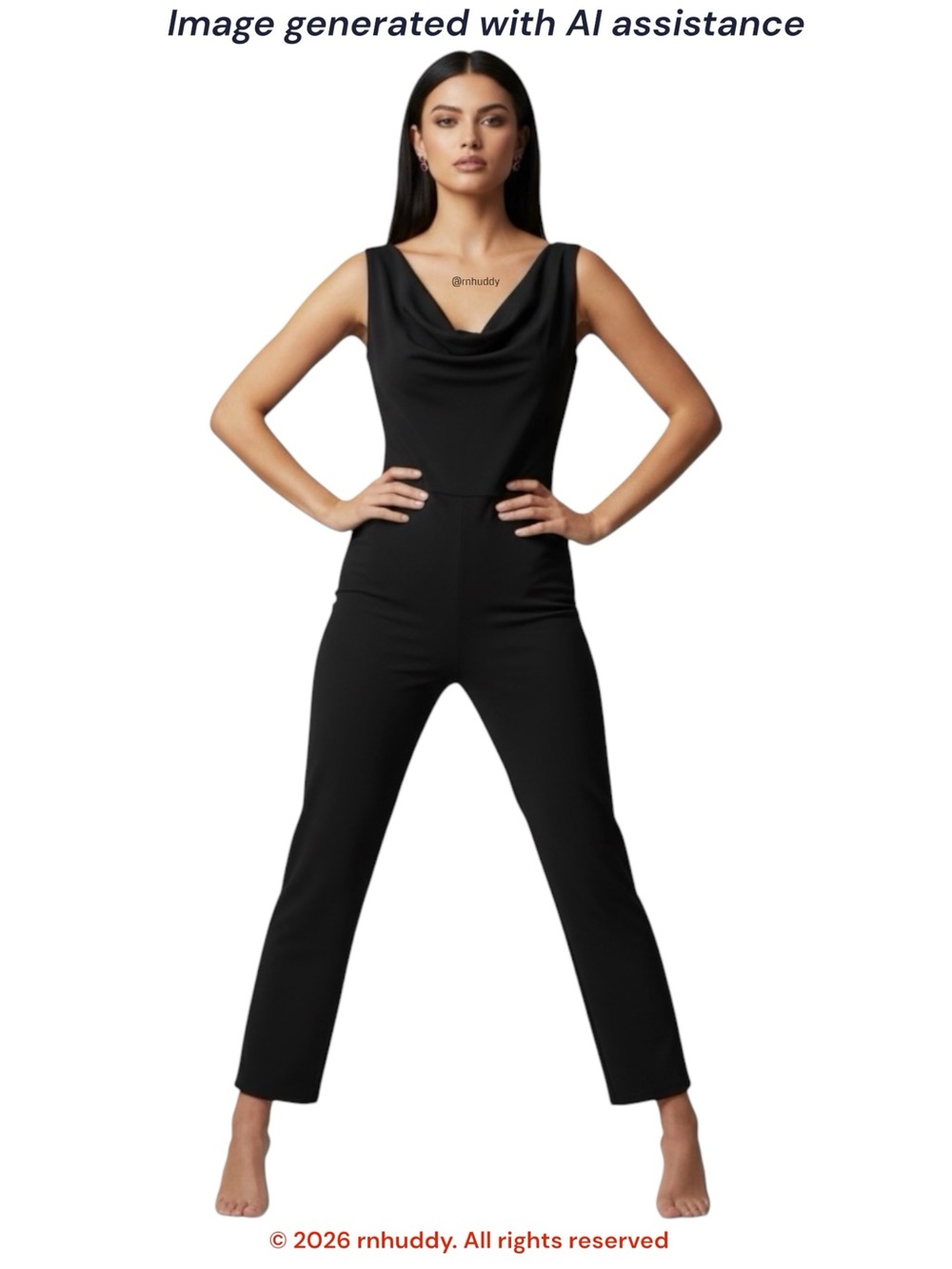 Bebe M black sleeveless cowl neck jumpsuit